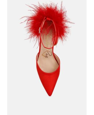 Womens palmetta fur detail block heel sandals