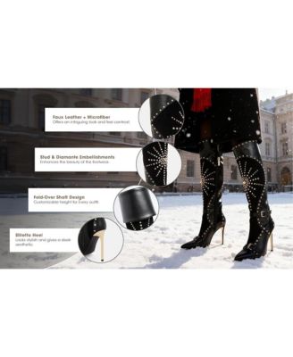 Women's  Medira Pointed Toe Embellished Stiletto Boots