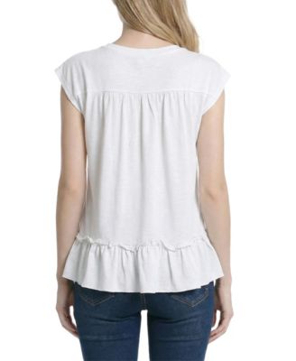 Petite Cap-Sleeve Peasant Top