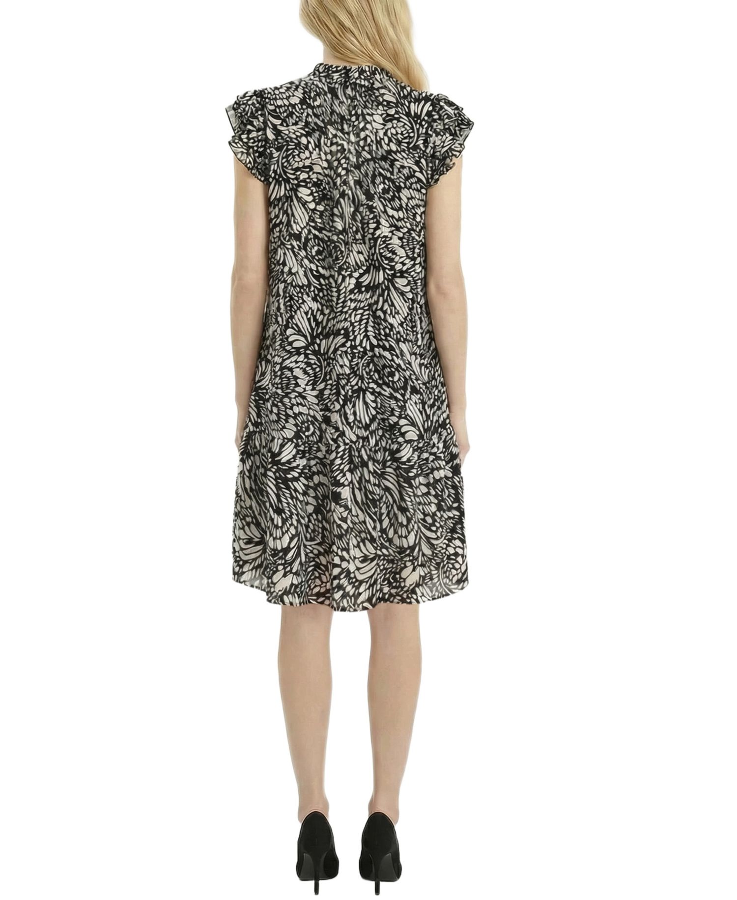 Women's Flutter-Sleeve Flounced Dress