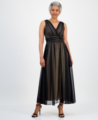 Petite Sleeveless Mesh Midi Dress