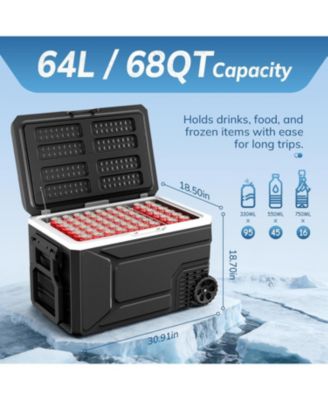 68QT Portable Car Refrigerator with Wheels