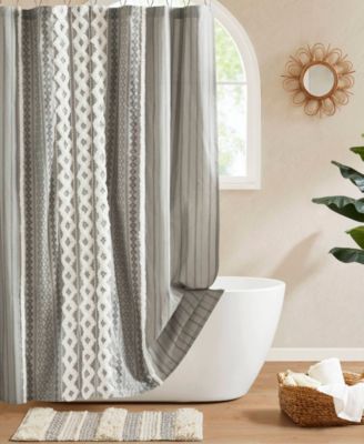 Imani Stripe Cotton Chenille Shower Curtain, 72" x 72"