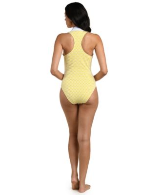 Women's Prep & Paddle Collared V-Neck One-Piece Swimsuit