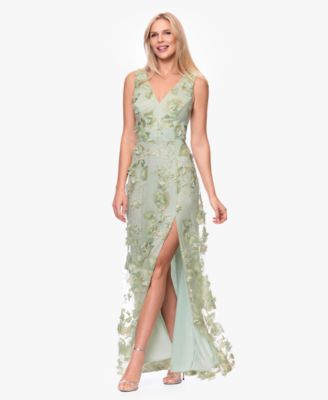 Women's V-Neck 3D Embroidered Gown
