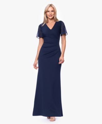 Women's Flutter-Sleeve V-Neck Gown