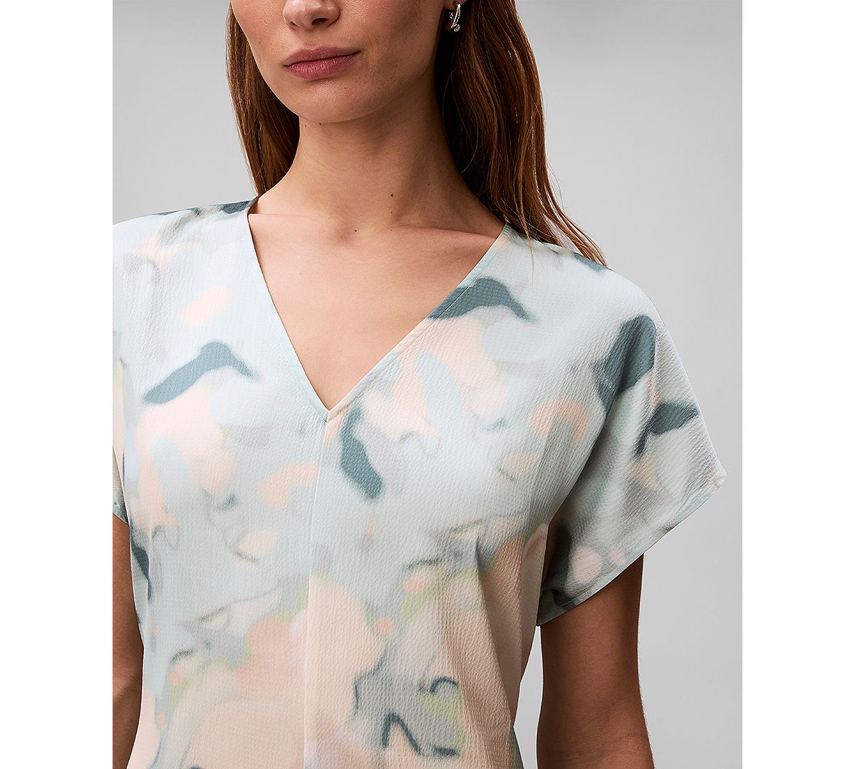 Calvin Klein Women's Satin Print V-Neck Midi Dress view 4 — MAYCSS fashion products