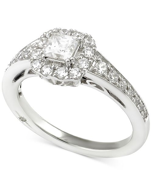 Marchesa Certified Diamond Princess Engagement Ring (1 ct. t.w.) in 18k White Gold, Created for ...