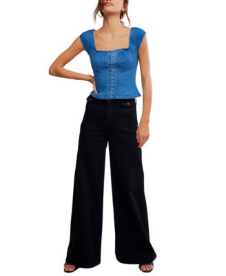Women's Marilyn Denim Square Neck Corset Top