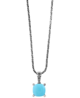 Diamond ( 0.03 ct. t.w.) Accent and Turquoise Pendant Necklace
