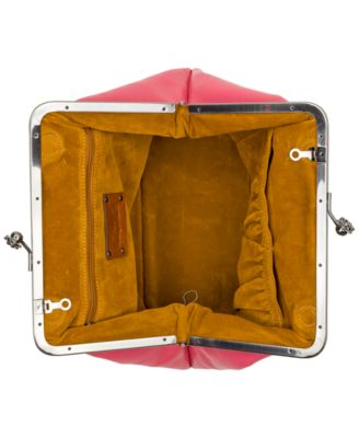 Sofia Small Leather Kiss-Lock Frame Clutch