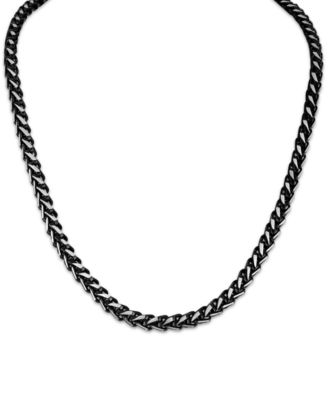 Esquire Mens Jewelry Black and Silver Wheat Chain Necklace - Black Ip Plated Stainless Steel Brushed 300$