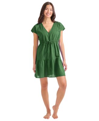 Women's Cotton V-Neck Mini Dress Cover-Up