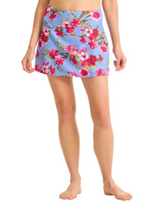Women's High-Waist Pull-On Chambray Swim Skort