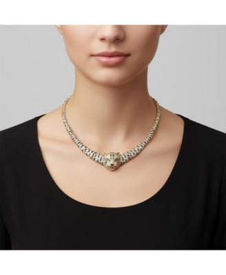 Glamorous 14K Gold Plated Leopard Statement Necklace