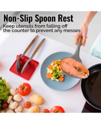 Silicone Kitchen Utensil Rest with Drip Pad for Multiple Utensils