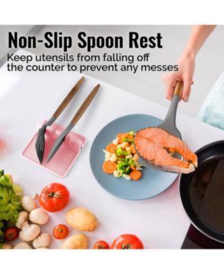 Silicone Kitchen Utensil Rest with Drip Pad for Multiple Utensils