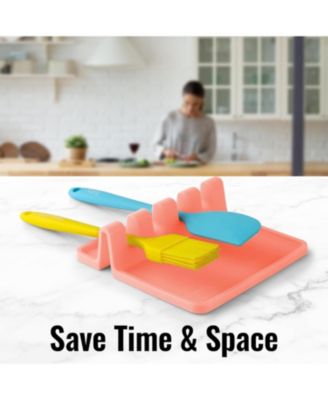 Silicone Kitchen Utensil Rest with Drip Pad for Multiple Utensils
