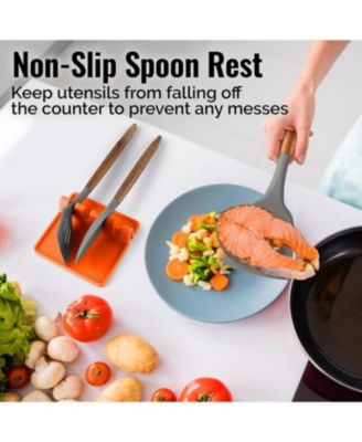 Silicone Kitchen Utensil Rest with Drip Pad for Multiple Utensils