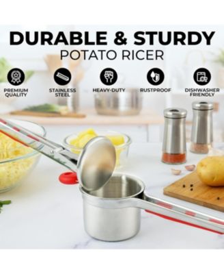 Premium Large 15oz Potato Masher and Ricer Kitchen Tool (3 Discs)