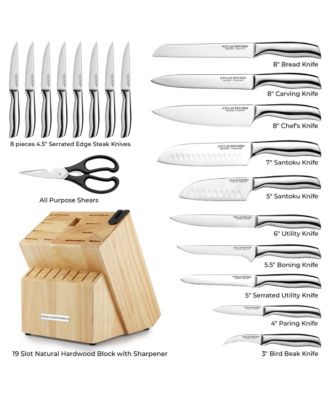 20-Piece Stainless Steel Kitchen Knife Set with Built-in Sharpener