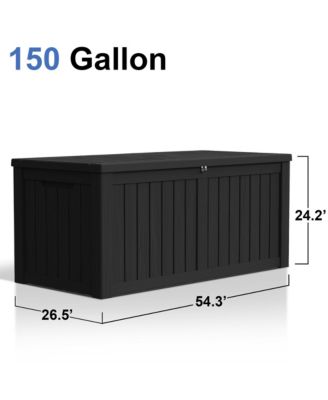150 Gallon Patio Waterproof Resin Deck Box Lockable Outdoor Storage Garden Tools