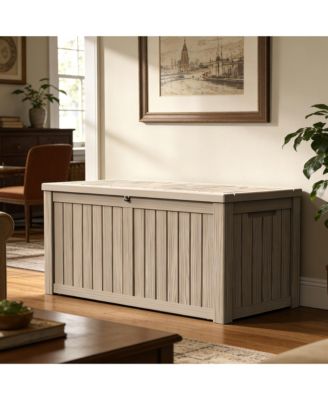 150 Gallon Patio Waterproof Resin Deck Box Lockable Outdoor Storage Garden Tools