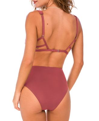 Women's Deep V Cowl Neck Ruching Bikini Sets