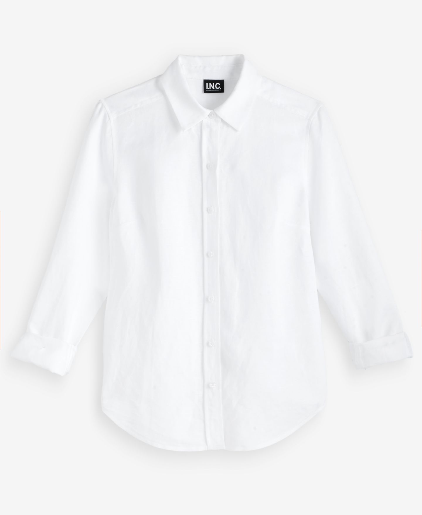 Женская рубашка I.N.C. International Concepts Petite Button-Front Long-Sleeve Shirt, цвет: Яркий белый — фото 6