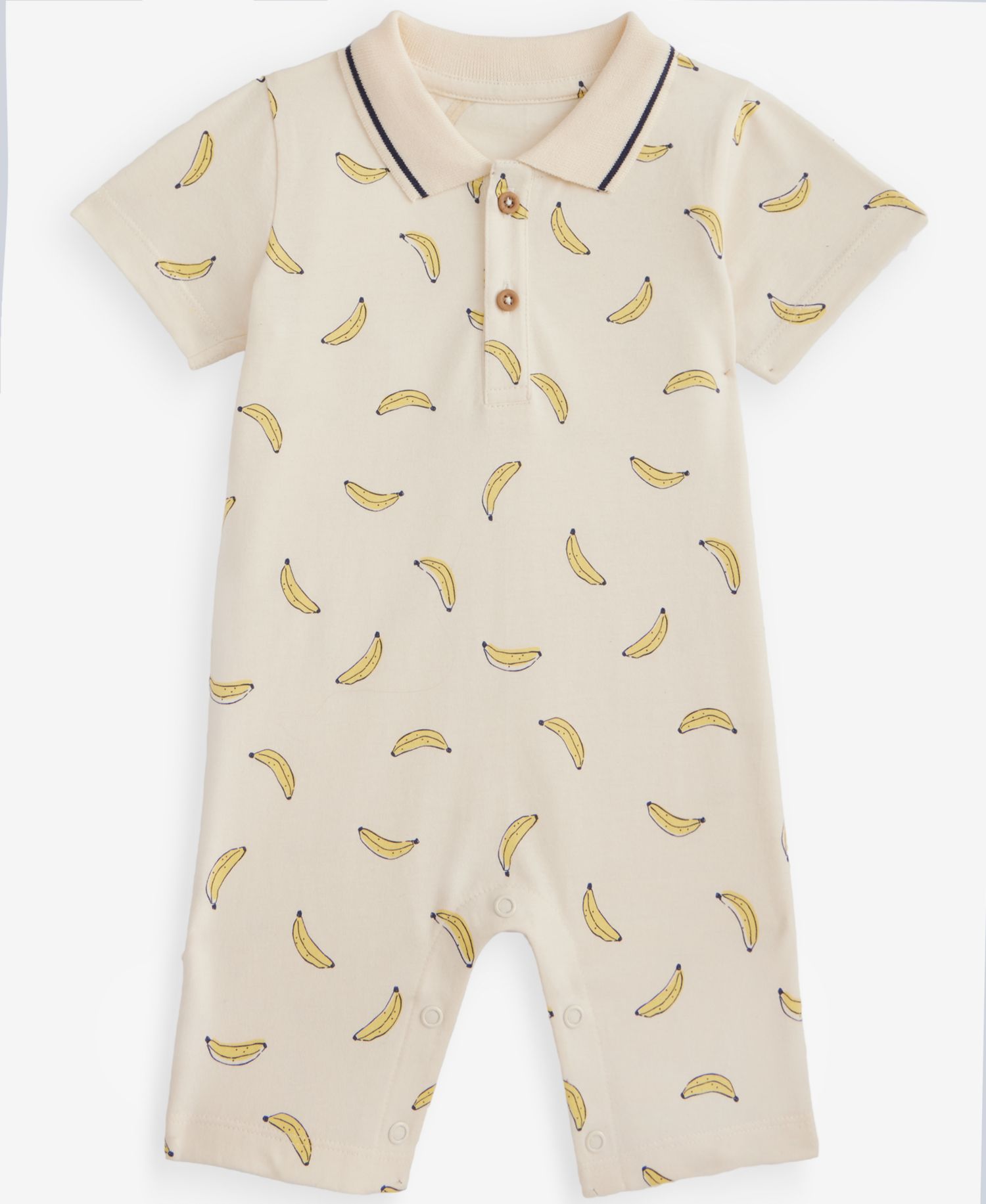 Baby Boys' 0M-24M Cotton Banana-Print Polo Sunsuit