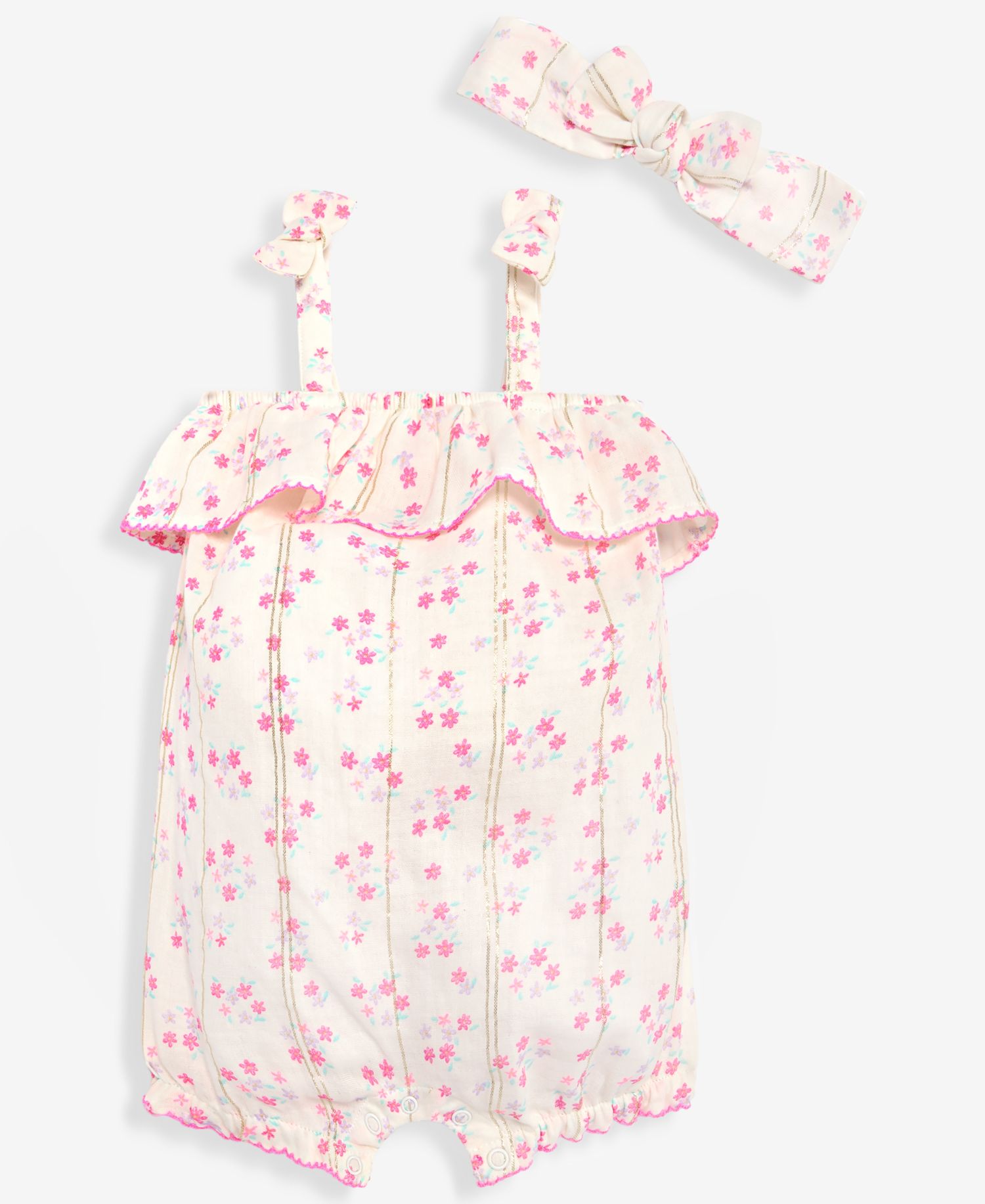 Baby Girls' 3M-24M Floral Romper & Headband, 2-Piece Set