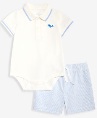 Baby Boys' 3M-24M Polo Bodysuit & Seersucker Shorts, 2-Piece Set