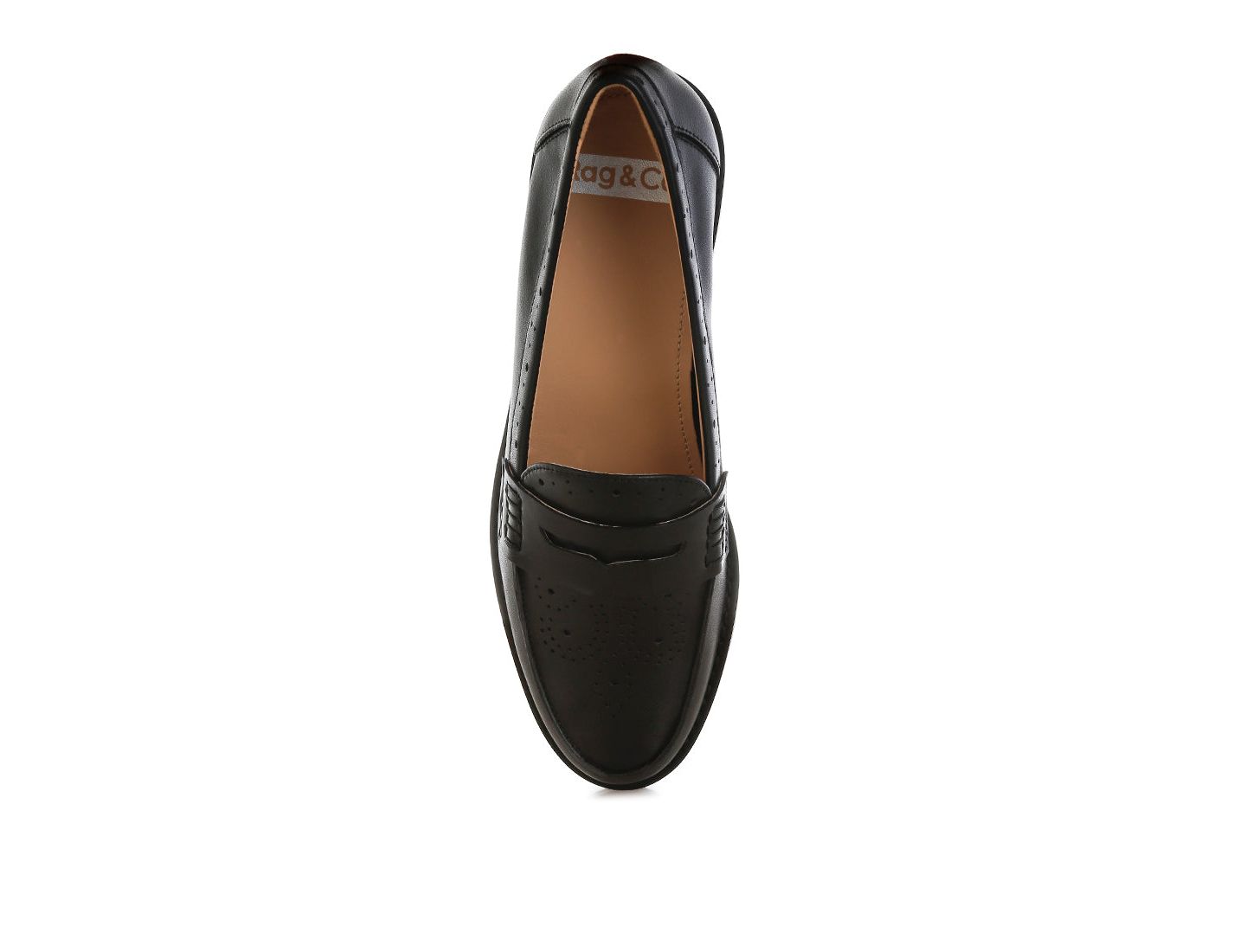 Женские туфли Rag & Co Clotilda Perforated Low Heel, цвет: Чёрный кожаный — фото 5