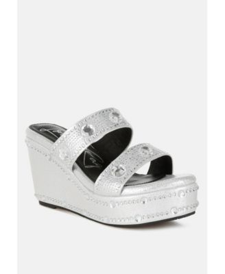 Womens Iki Diki Rhinestone and Diamante Wedge Sandals