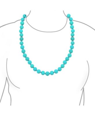 10MM Ball Bead 36 Inch Long Strand Double Wrap Blue Turquoise Necklace