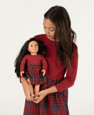 Toddler Girls Matching Doll 100% Cotton Long Sleeve Skirt Dress