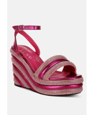 Womens My Bliss Rhinestone Studded Wedge Sandals