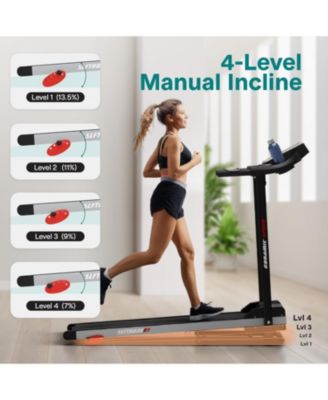Folding Motorized Treadmill, 1.0 HP Running Machine with 12 Preset Programs, 6.0 MPH Max Speed, 3" LCD Display