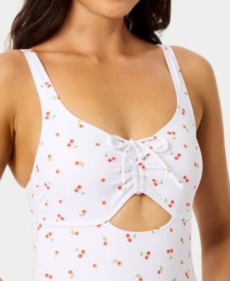Women's Ditsy Wide Rib Tunneled One-Piece Swimsuit