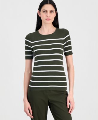 Women's Striped Short-Sleeve Sweater Tee