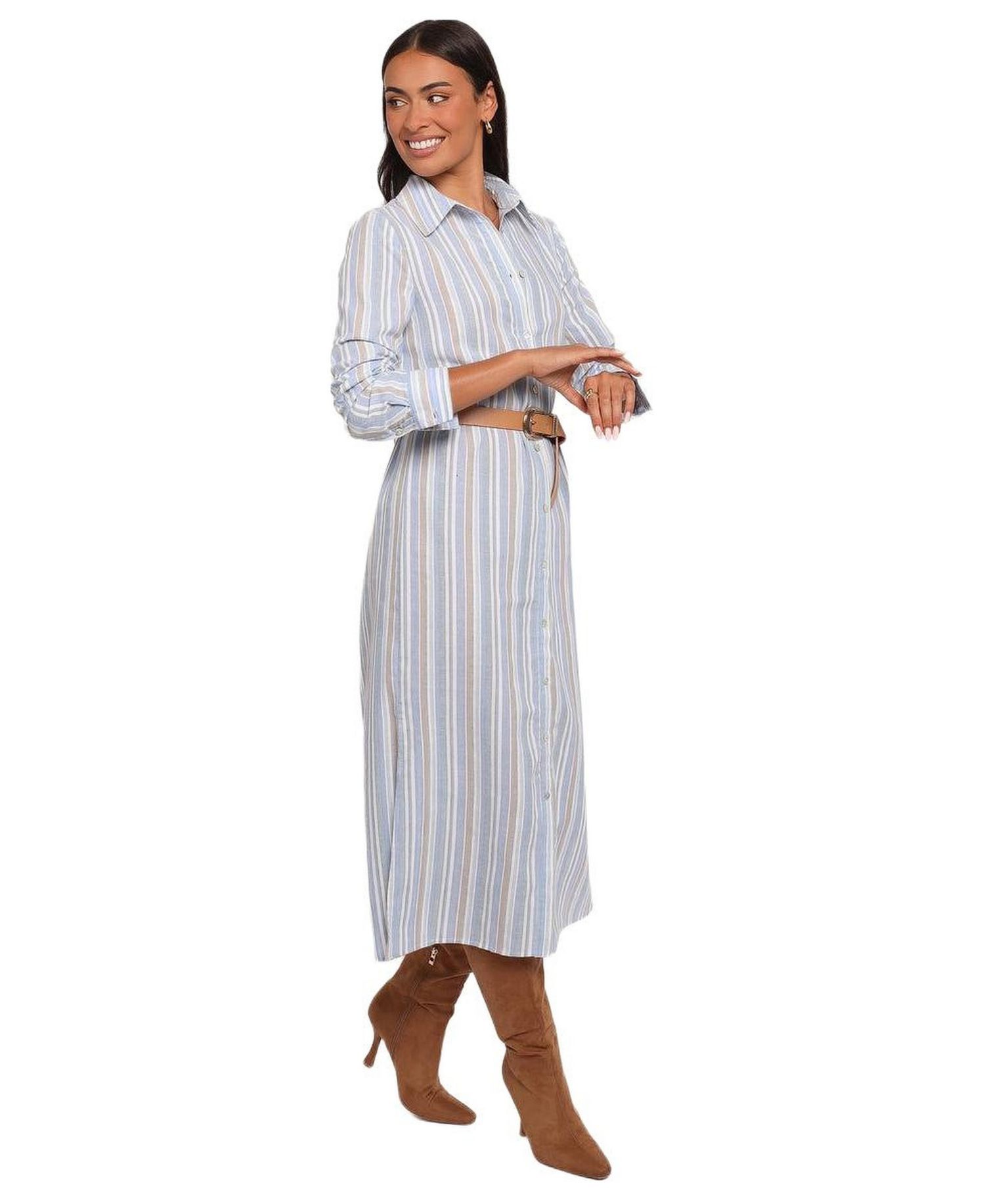 Women's Caprice Long Sleeve Button Down Maxi Dress