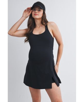 Maternity Sleeveless Scoop Neck Active Dress with Built-In Shorts