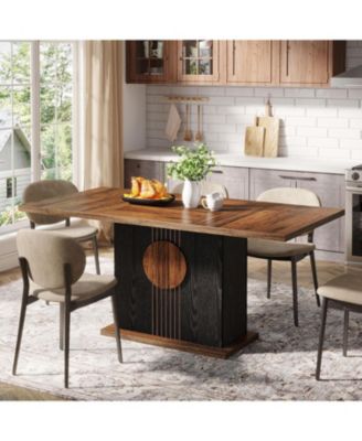 Rectangular Dining Table for 4 to 6 People, Wood Dinner Table for Kitchen