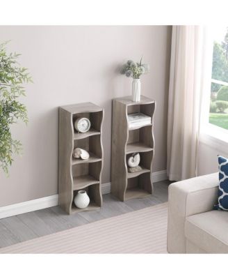 8-Tier Tall Narrow Bookshelf - A Wavy Border Design, Adjustable Shelves, Freestanding Display Bookcase for Living Room, Home Office