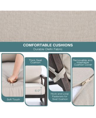 2PCS Patio Loveseat & Table Set Cushioned Outdoor Conversation Furniture Set