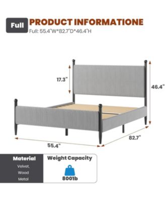 Bed Frame with Velvet Headboard