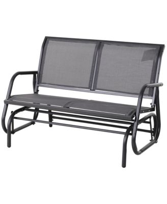 2-Person Outdoor Glider Bench, Patio Double Swing Rocking Chair Loveseat w/ Powder Coated Steel Frame