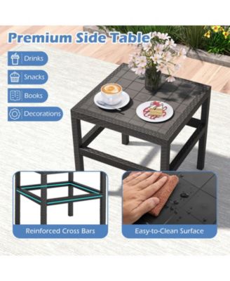 Set Of 3 Patio Furniture Set w/ 2 Modern Rattan Armchair & 25'' Squire Side Table