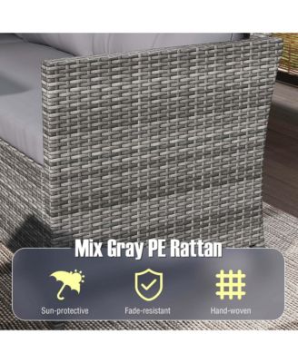 Set of 7 Dining Furniture Set PE Rattan Sectional Sofa Set Patio