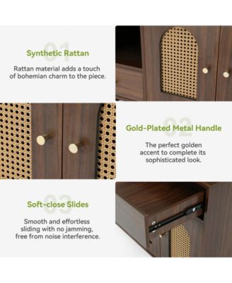 Cat Litter Box Enclosure - Stylish Cabinet on Wheels with Drawers for Easy Movement and Storage